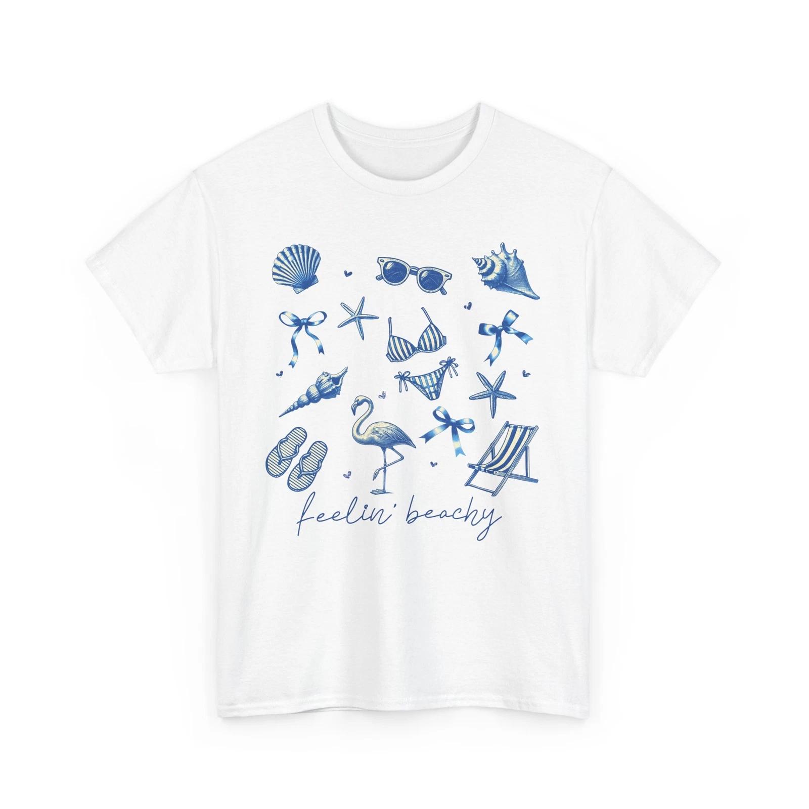 Beach Vibes T-Shirt | Summer Ocean Waves Tee | Feelin Beachy (Blue) Shirt S