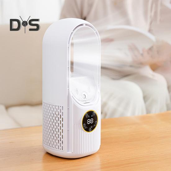 Bladeless Desk Fan with 6 Speed Modes Strong Airflow Compact Design Portable Rechargeable Quite Cooling Spray Fan