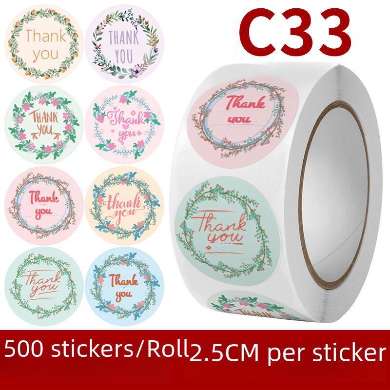 Floral Thank You Stickers: Cute Roll of Wedding Sealing Labels