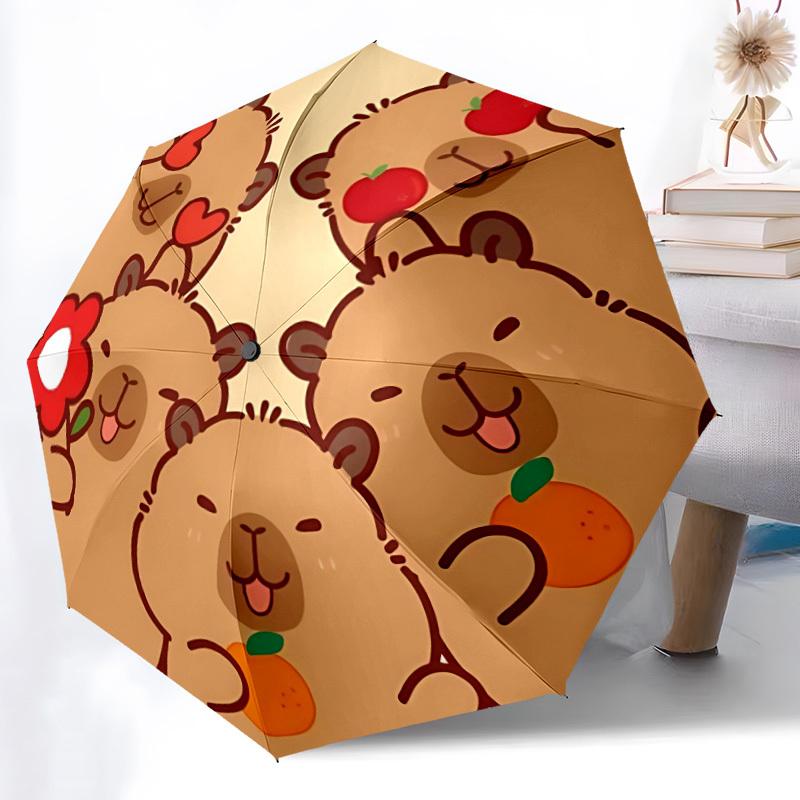 1pc Capybara Automatic Folding Umbrella, Sturdy And Durable Automatic Folding Umbrella with 8 Ribs, Convenient for Outdoor Use074