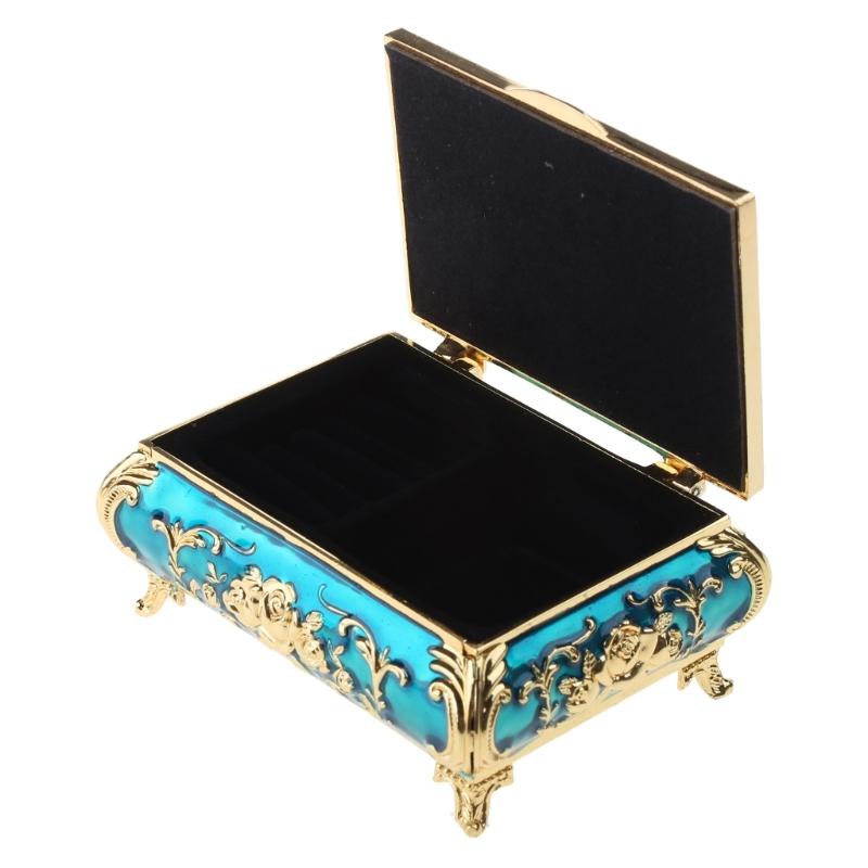 Vintage Metal Jewelry Box Trinket Storage Box for Rings Earrings Necklace Treasure Chest Organizer Antique Keepsake Gift