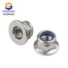 Anti-Slip 304 Stainless Steel Hex Flange Lock Nut with Nickel-Plated Washer, Nylon Anti-Loosening, Sizes M4-M8