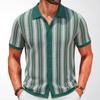 Men's Summer Striped Jacquard Business Polo Shirt - Trendy Short-Sleeved Knitwear