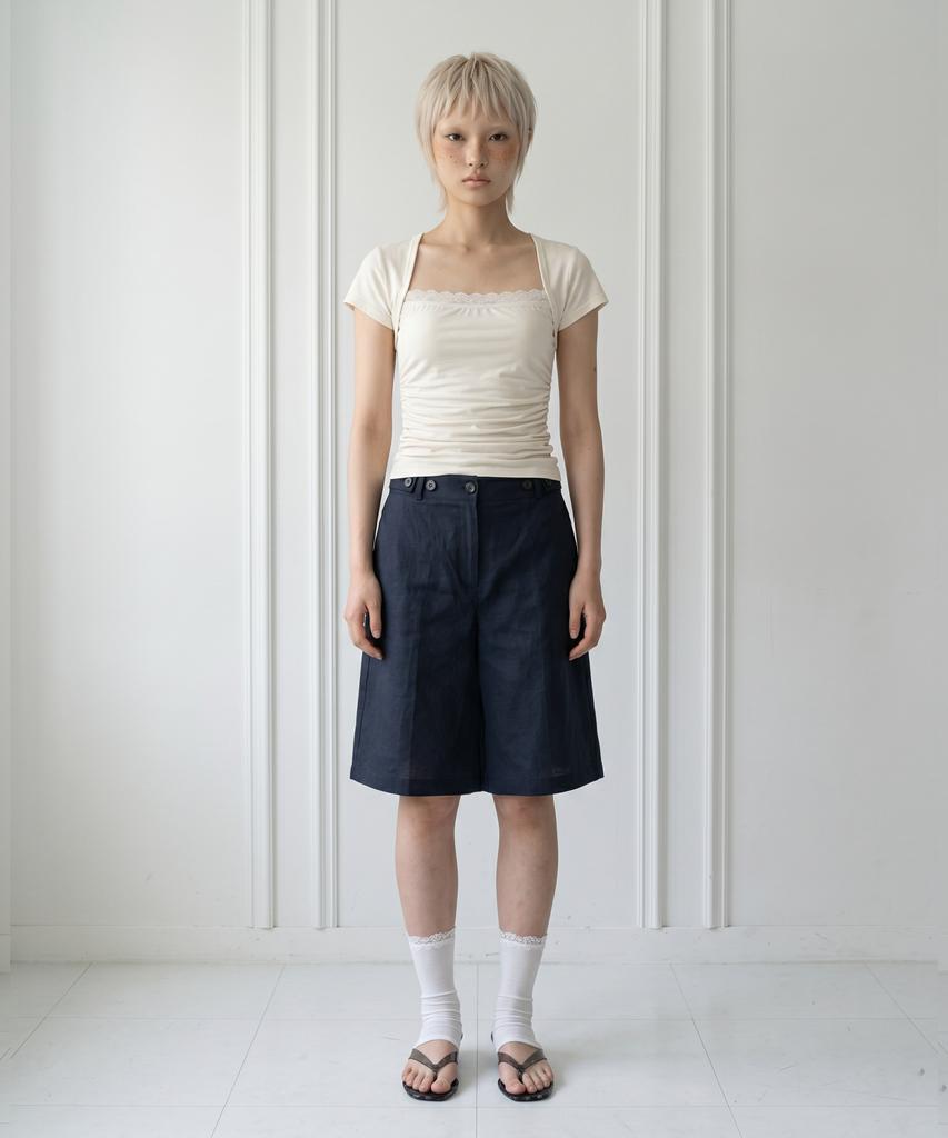 DILETTANTISME Bijou Cotton Bermuda Pants (Navy)