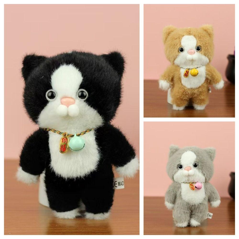 Fluffy Cat  Plush Bag Pendant Girl Heart Stuffed Kitten Keyring  Hanging Accessory