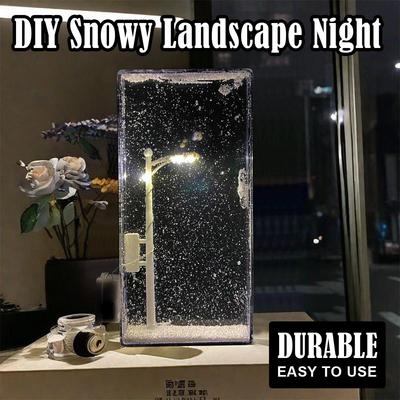 Schneeszene Nachtlicht LED-Lampe Schneebedeckte Fließende Hanfstraße DIY Simulation Handgefertigt Nachtlicht Kleines Mädchen-Geschenk Feiertagsbeleuchtung
