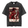 Anime Baki The Grappler Washed Tshirt Hanma Yujiro Gym Short Sleeve Tshirts Men Oversized Cotton Casual Tee Shirts Streetwear