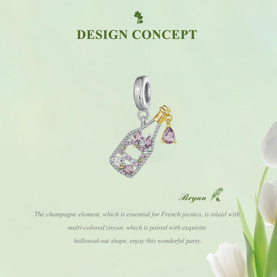 Mărgele din argint 925 BAMOER Seria aurie Brelocuri în formă de umbrelă se potrivesc cu brățara originală din argint, bijuterii pentru femei DIY