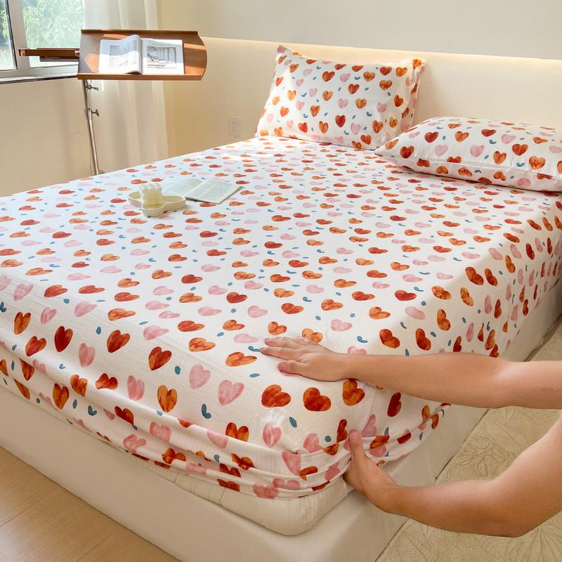 Type A Floral Printed Fitted Sheet Cotton Mattress Protector (No Pillowcase)