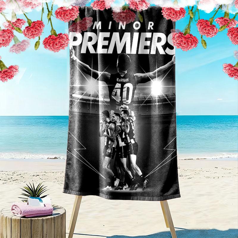 Collingwood Magpies Druck Strandtuch, Großes Weiches Schnelltrocknendes Handtuch für Strand Camping Schwimmen