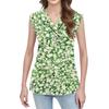 Women's Print Tank Top Button-down V-neck T-shirt Sleeveless Loose Fashion Top