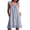 Women's Sleeveless Striped Nightgown with Ruffle Trim and Pockets, Loose Fit Casual Sleep Dress for