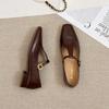 2025 New Women's Fashionable high quality and elegant  Leather Flats Soft Comfort Elegant Ladies Square Heel  Shoes