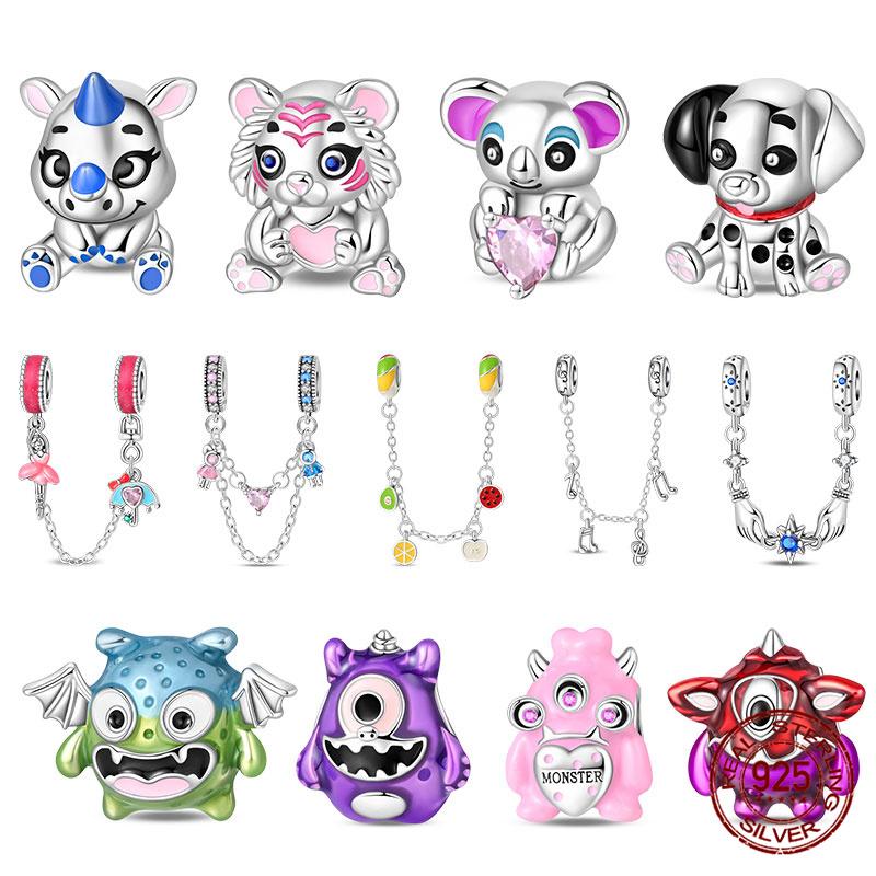New 100% Copper One-Eyed Monster Puppy Charms Beads Fit Pandora Style Bracelet Diy Jewelry Making Women Gift