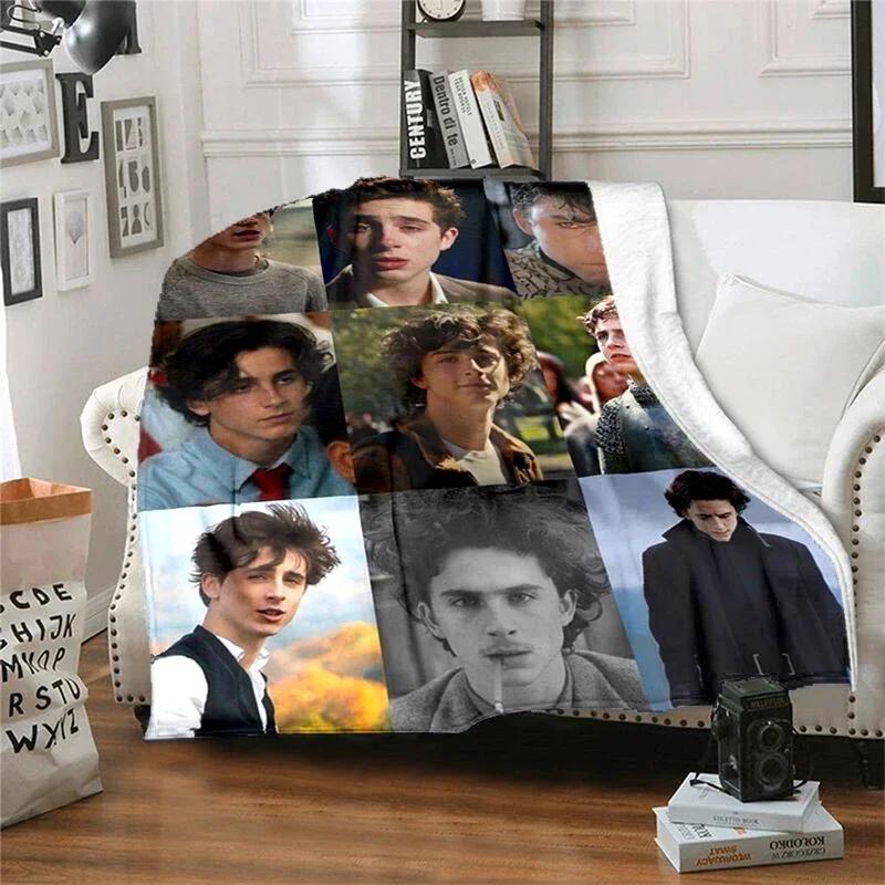 Copridivano letto con fantasia dell'attore Timothée Chalamet, coperta morbida a quadri, isolamento morbido, coperta in flanella, regalo per fan di ragazzo e ragazza