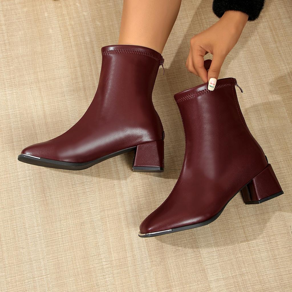 Fashion Shoes for Women 2025 Autumn/winter Square Toe Women's Boots Fashion Zipper Casual Comfortable Chelsea Ankle Boots for Woman