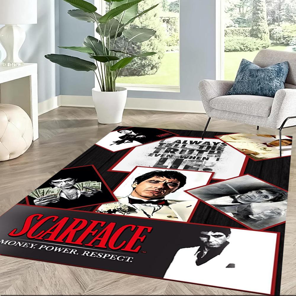Scarface: Power And Corruption Square Rugs Are a Great Choice for Living Rooms, Bedrooms, Home Décor, and As Gifts.