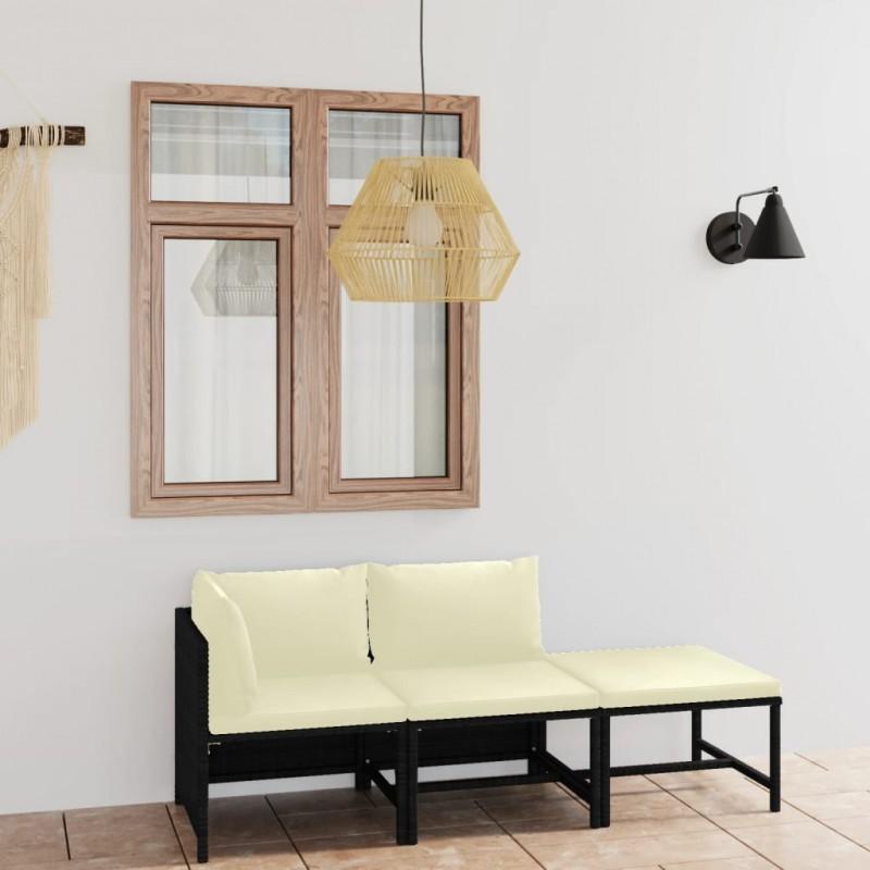 Day and Night - Day and Night 3-piece Garden Furniture Set and Black Synthetic Rattan Cushions