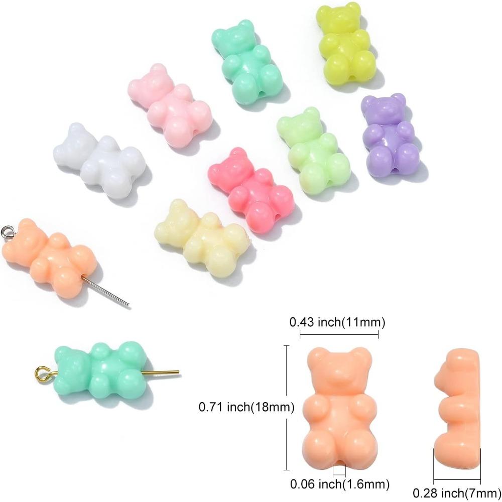 30/50/100 sztuk Kolorowe Koraliki Gumowe Misie Nieprzezroczyste Koraliki Misie Akrylowe Imitacja Cukierków Koraliki Misie do Wyrobu Biżuterii Bransoletki Naszyjniki Hurt