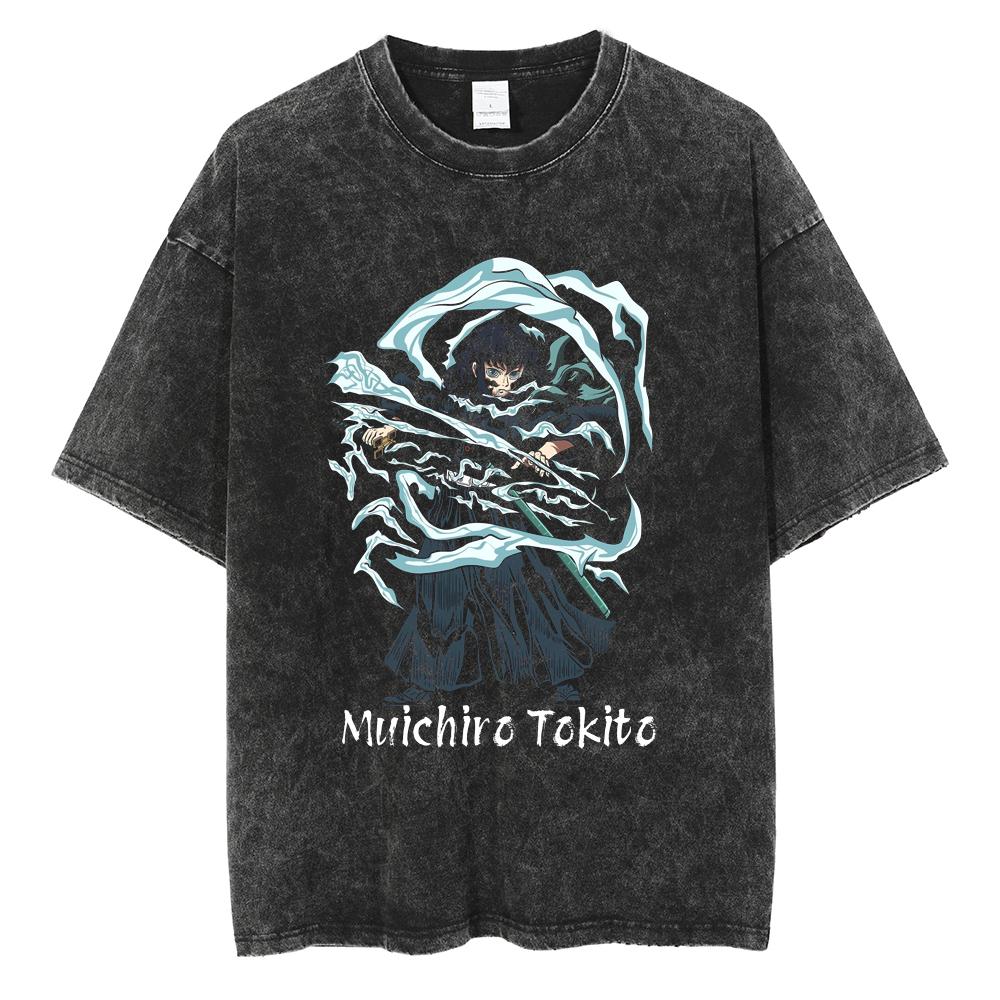 Anime Demon Slayer Kamado Tanjirou Printed T Shirt Men Women Washed Cotton Tshirts Manga Casual T-shirt Harajuku Male Tops