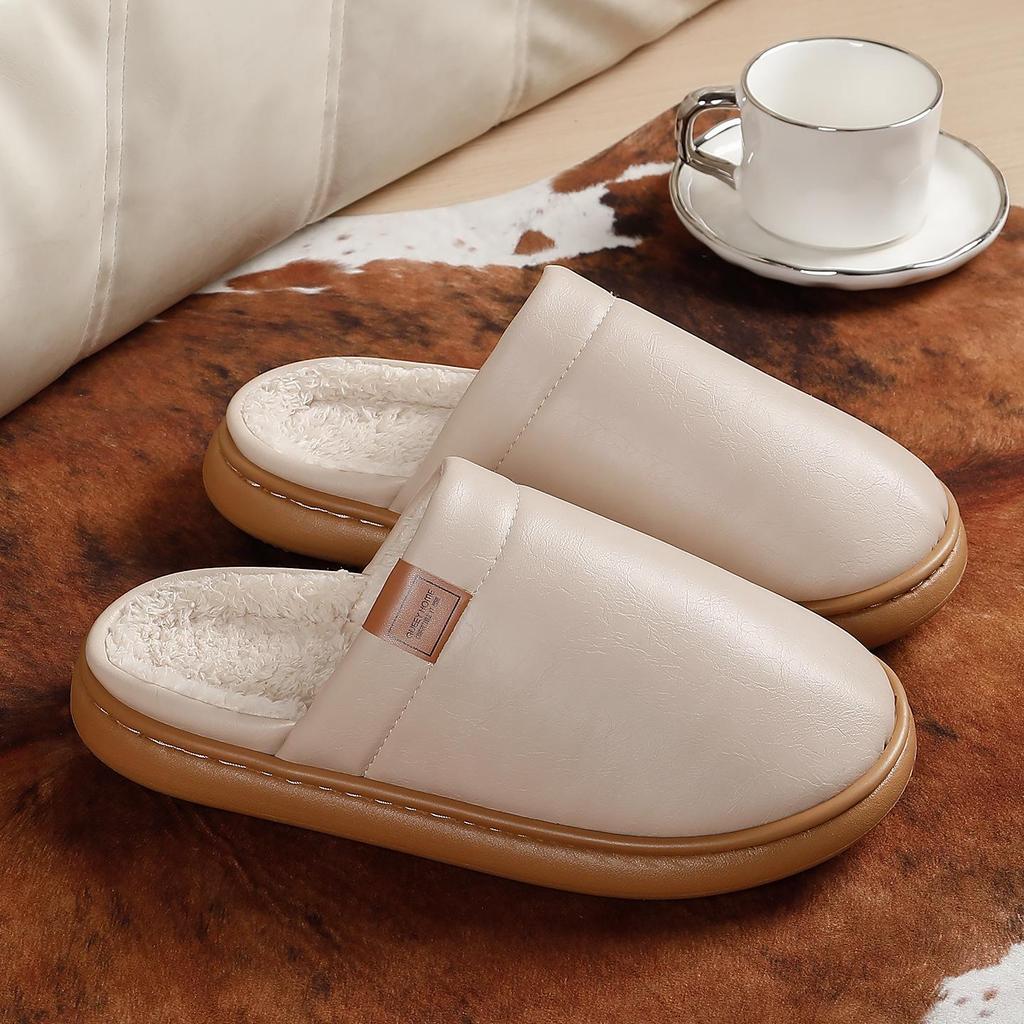 2025 New Unisex Cotton Slippers - Thick Bottom, Plush Lining, Non-slip, Waterproof for Indoor Autumn/Winter Wear