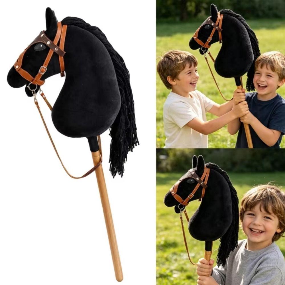 Realistic Plush Hobby Horse Soft Plush Children's Horse Riding Toy Plush Horse Head  Party Decor
