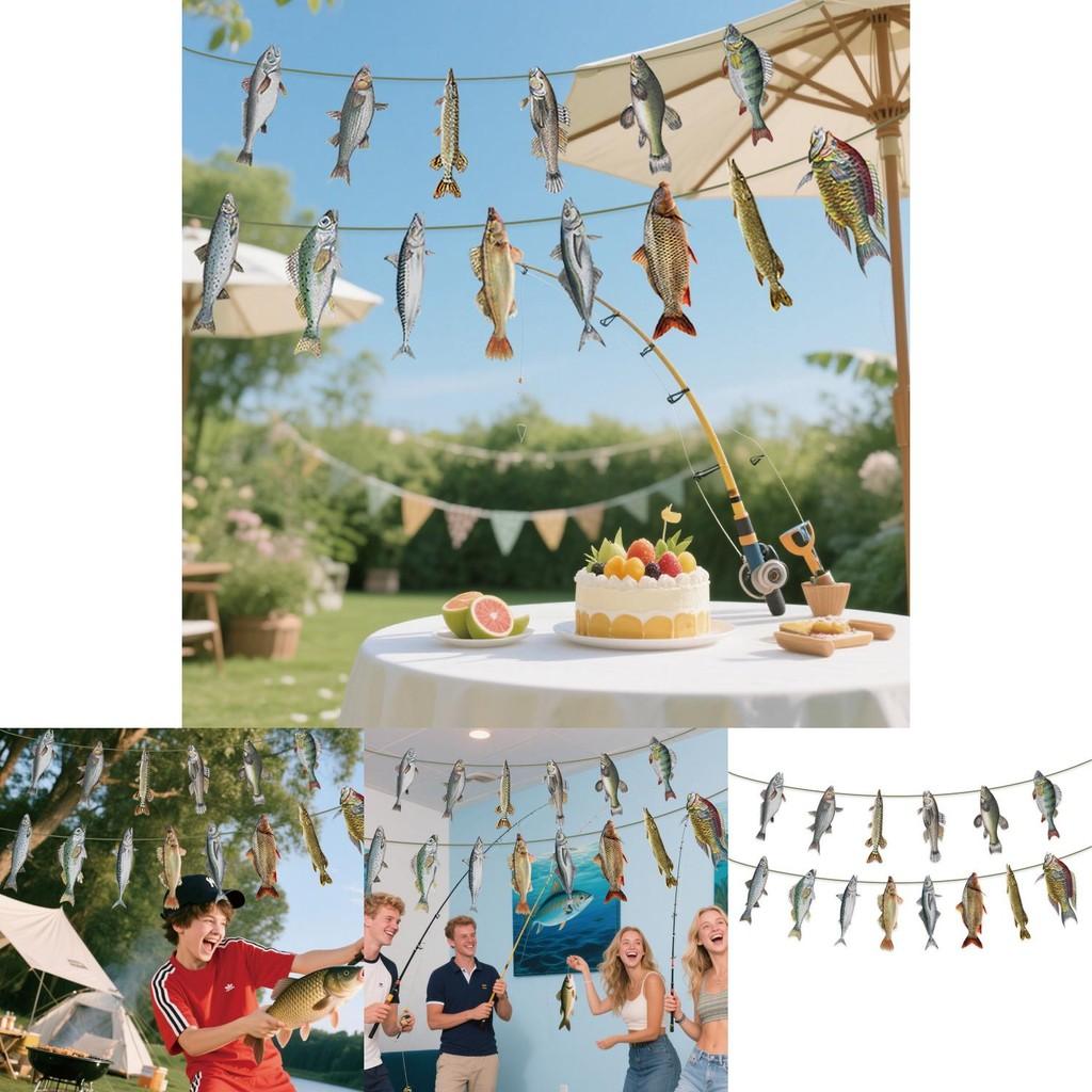 Fish Party Banners For Event Decoration Paper Pull Flags For Celebrations