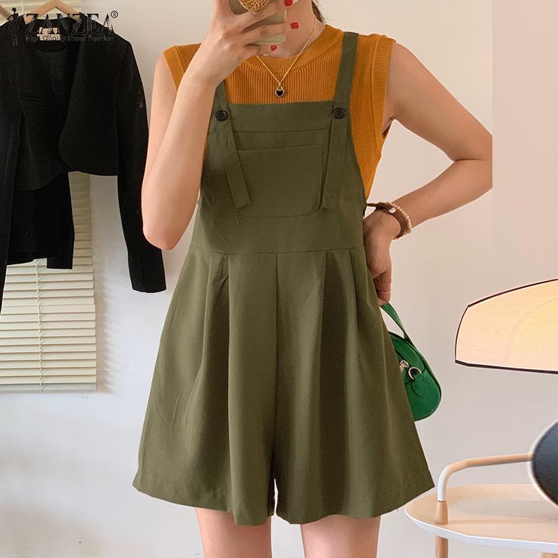

ZANZEA женские летние повседневные свободные короткие комбинезоны без рукавов с квадратным воротником