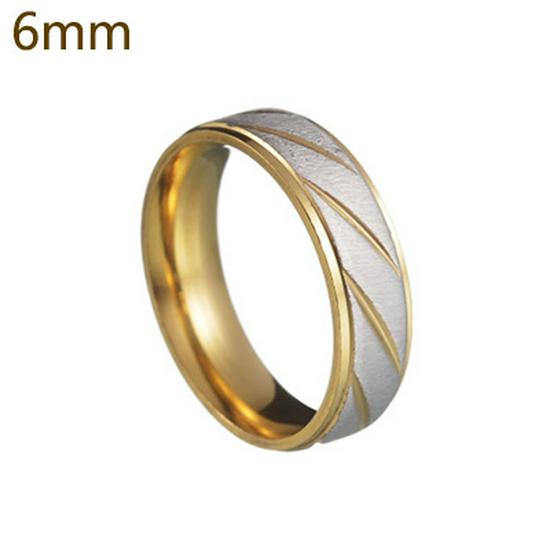2024 European Gold Engraved Twill Matching Couple Rings - Stainless Steel Size 6