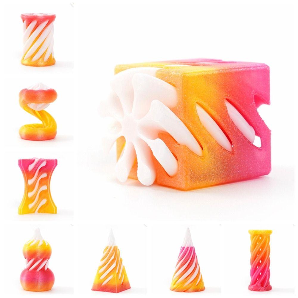 Passthrough Sculpture 3D Printed Spiral Cone Toy Decorative 3D Printed Rotating Pyramid  Halloween