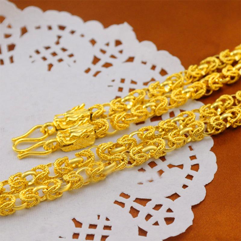 Dragon Head Spring Necklace Men's Chinese Dragon Domineering Chain Gold Plated Long-lasting Color