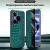 Premium Genuine Leather Crocodile Case For Huawei Pura 80 Ultra/ 80 Pro/80 Pro Plus/80 Magnetic Smart Window Anti-drop Cover