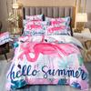Flamingo Bettbezug Set Tropische Blätter Bettdeckenbezug Palmenmuster Bettwäsche Set Bunte Polyester Steppdecke Für Kinder