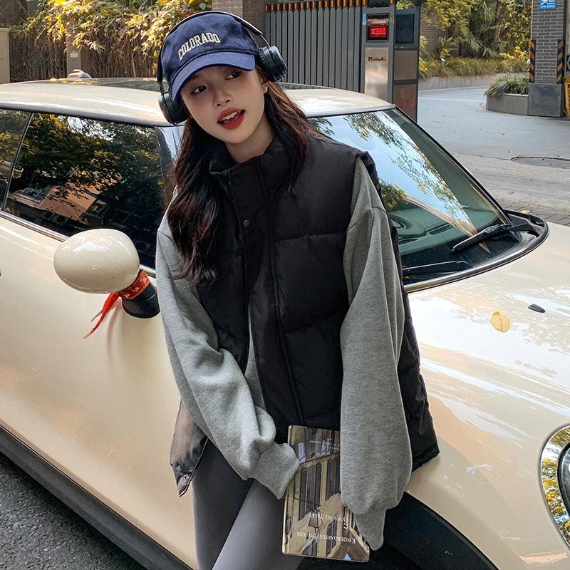 

Черный жилет женский новый зимний верхняя одежда корейский стиль свободный и универсальный жилет жилет хлопковая куртка 5XL