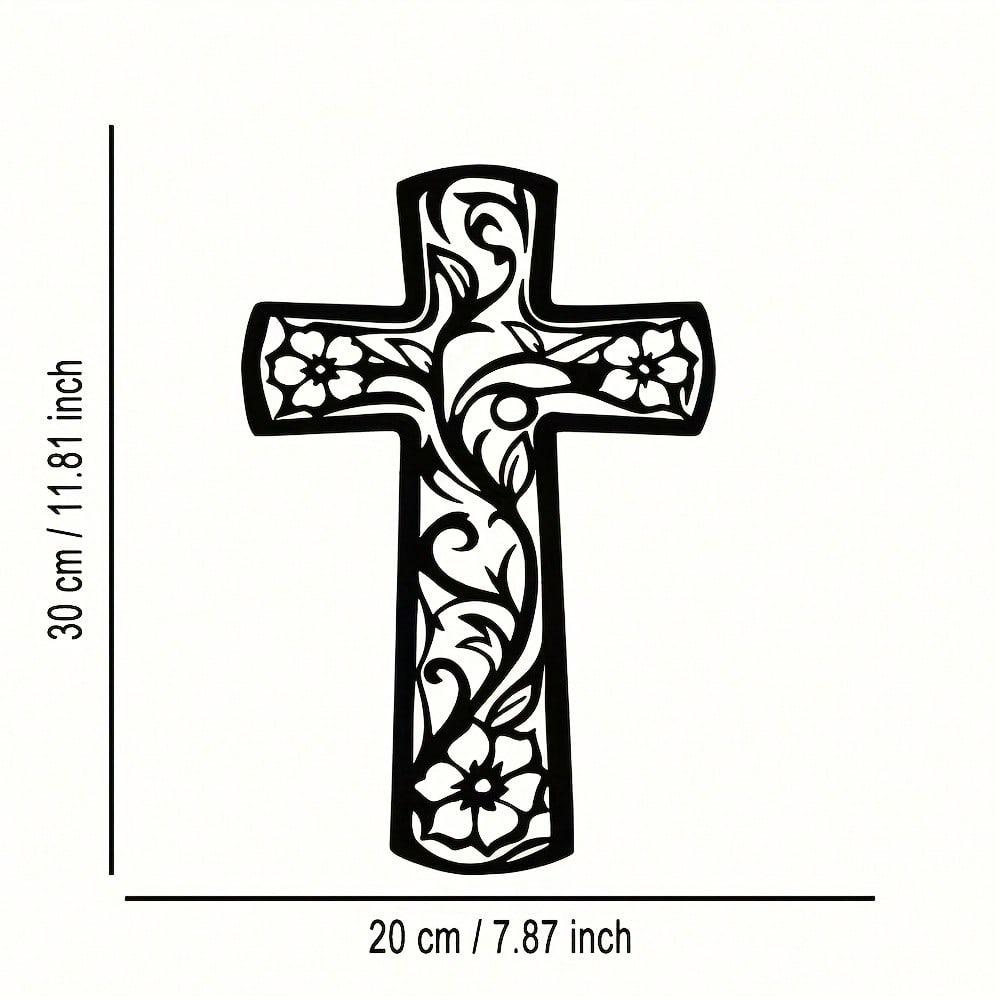Abstract Cross Wall Art Metal Decor Filigree Grapevine Design Modern Spiritual Sculpture Office Living Room