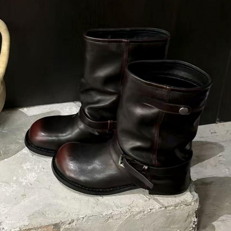 Fashion Designer Women Chelsea Boots Flats Fashion Winter Shoes Goth Dress Ankle Boots Woman 2025 New Casual Motorcycle Botas De Mujer