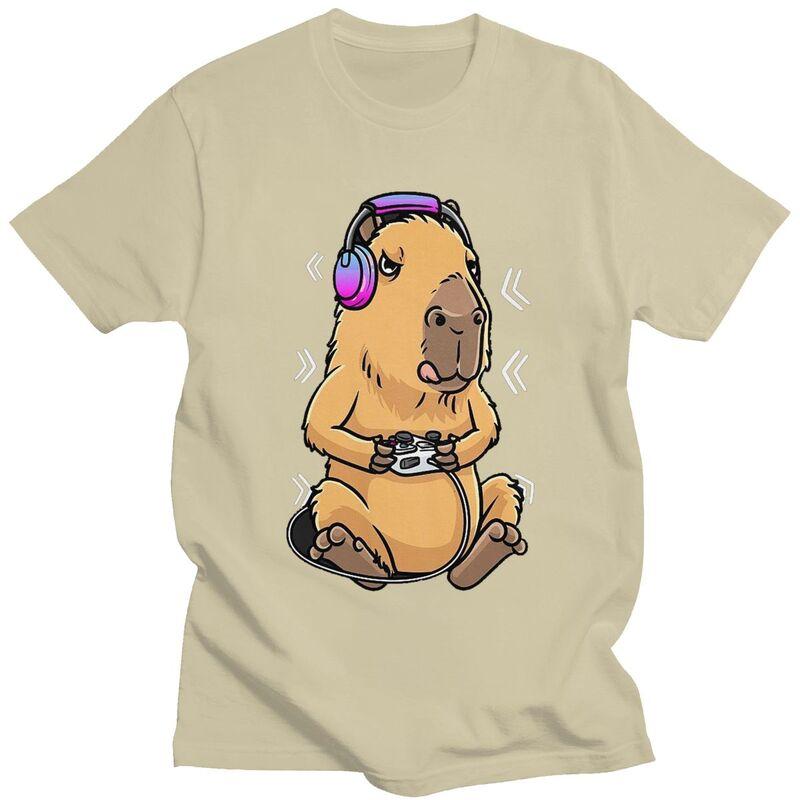 Custom Capybara Giant Cavy Rodent Gamer Gaming T Shirt for Men Pure Cotton Tshirt Leisure Tees Tshirt Clothing