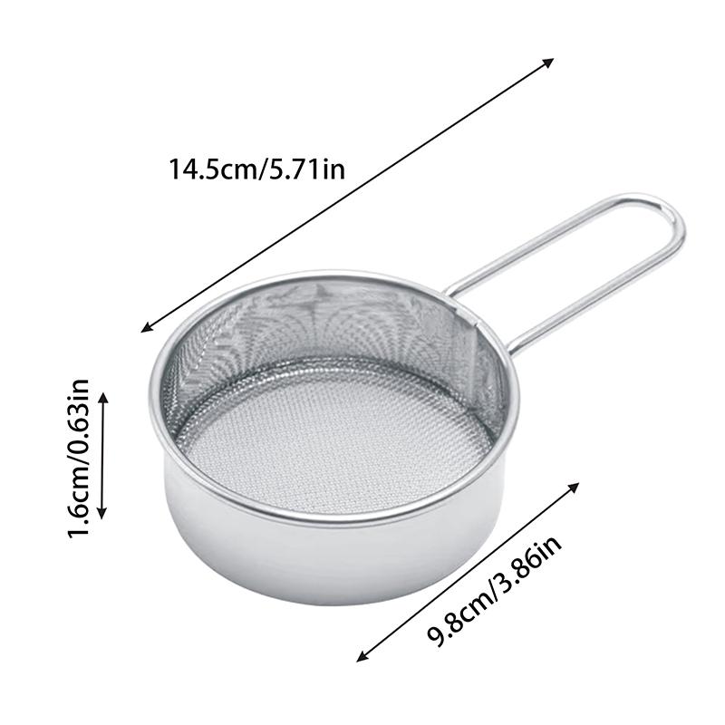 Stainless Steel Flour Sieve Fine Mesh Strainer Baking Flour Sifter With Handle Handheld Coffee Powder Mesh Sieve Baking Tools