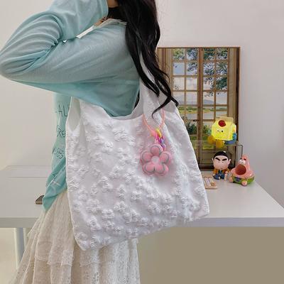Flower Texture Casual Literary Style Hand Carry Handbag New Beautiful Foreign Light Large Capacity Shoulder Armpit Bag