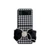 Applicable to Samsung ZFlip3 plaid folding mobile phone case, Japanese and Korean zflip4 generation bow leather hard case protective case