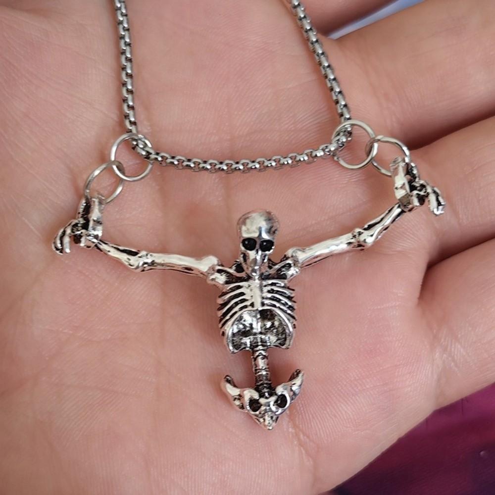 Zinc Zinc Alloy Skull Head Pendent Hip Hop Clavicle Chain Unique Men Necklace Halloween