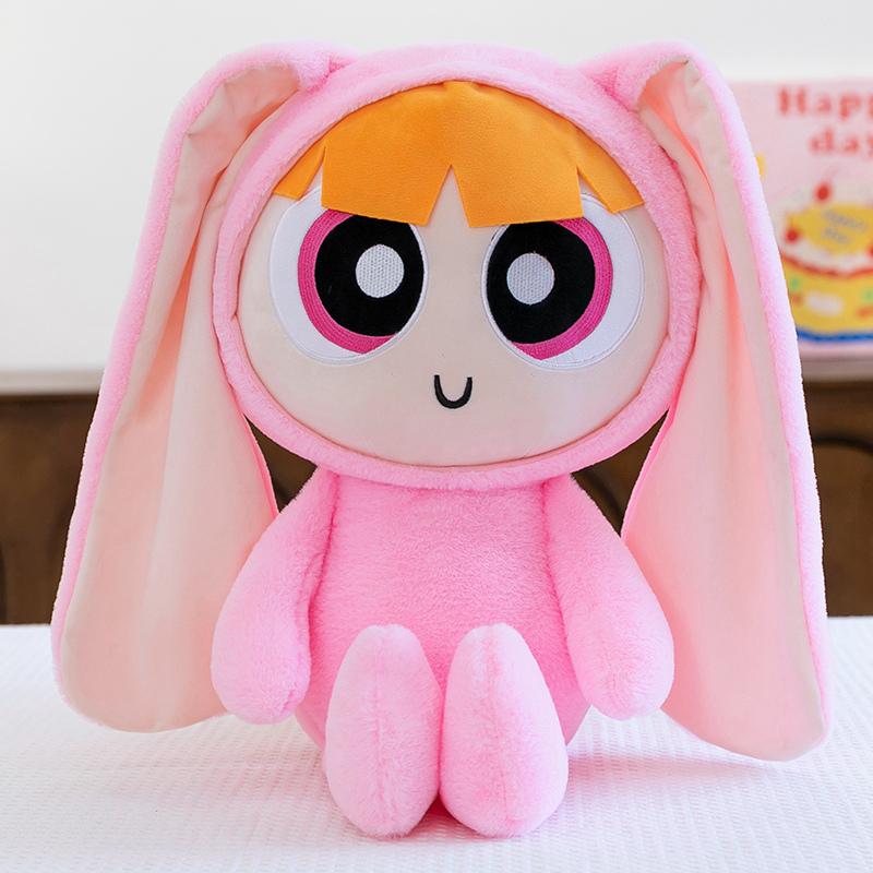40/55/70cm Animal Powerpuff Girls Cartoon Dress Up Bunny Rabbit Plush Toy Blossom Bow Tie Doll Stuffed Doll Girls Birthday Gift