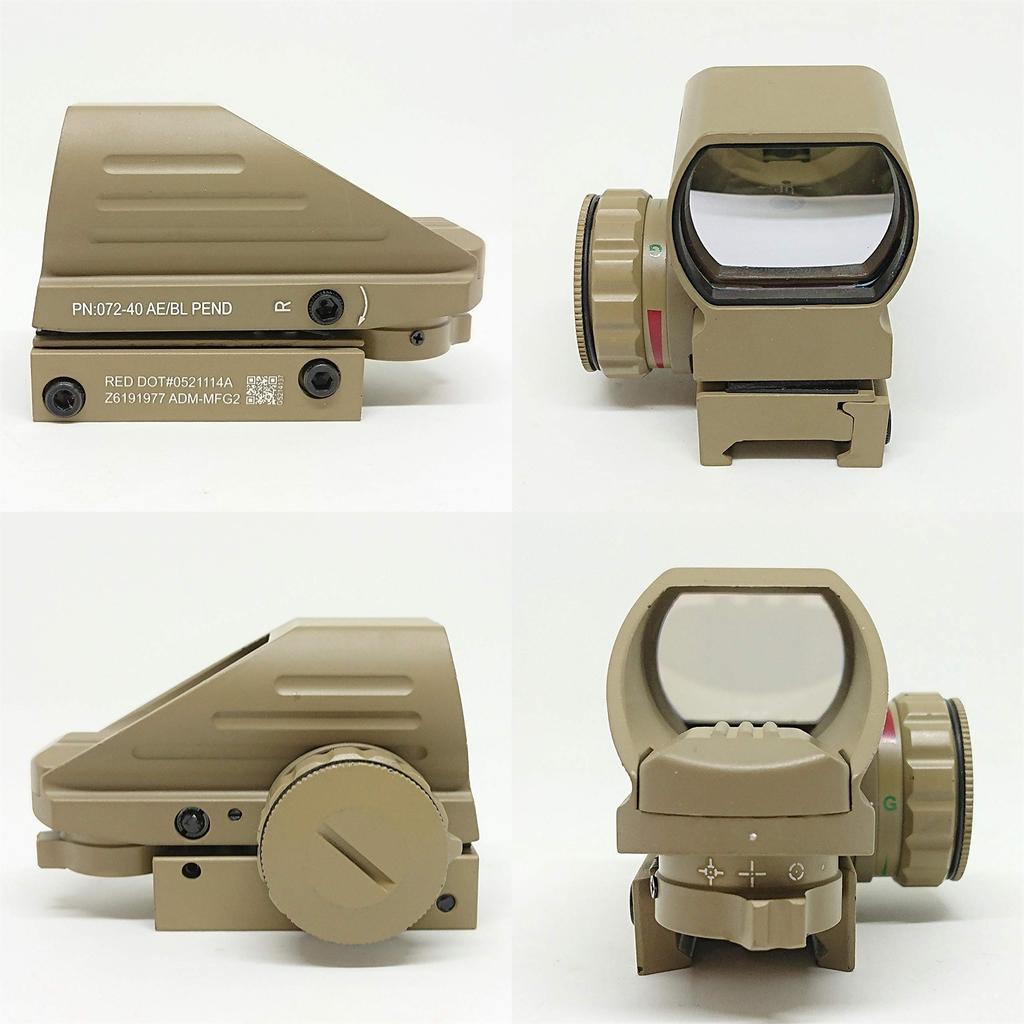 [AERITH BLACK] Reflex 4-Reticle Open Dot Sight with Green and Red Reticles and Stepless Dimming, 103s (TAN B)