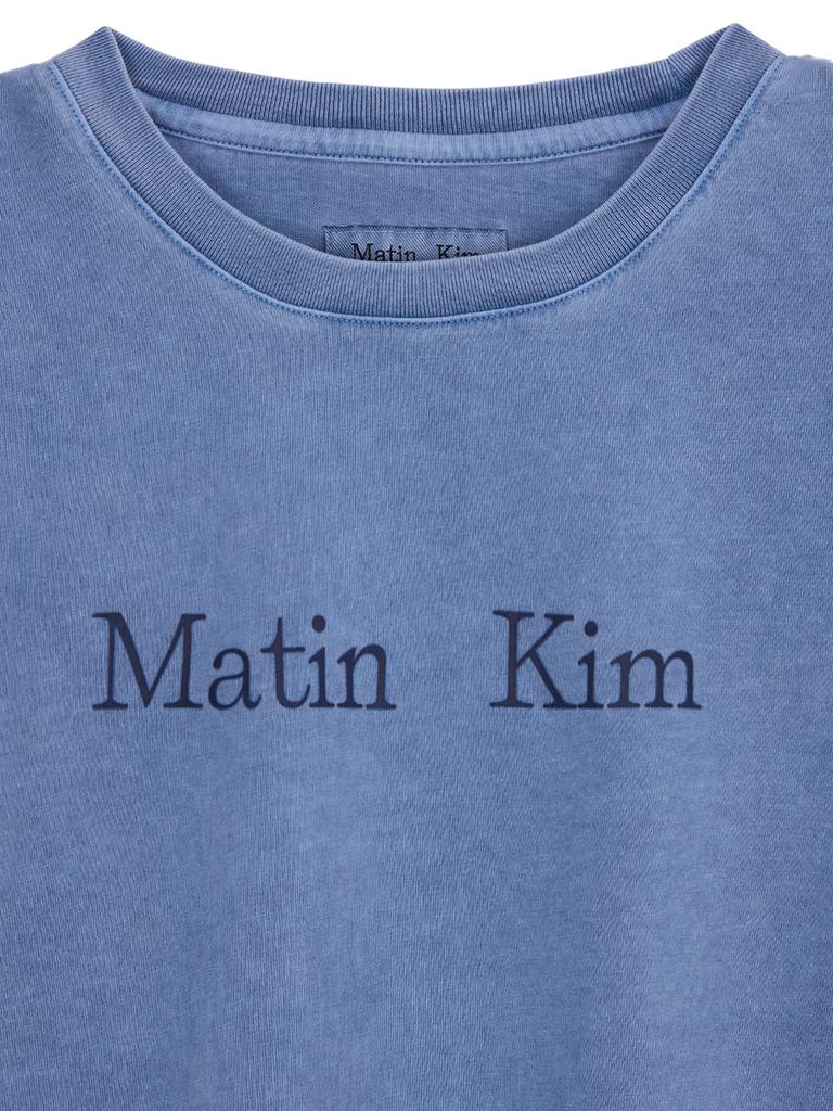 Mattengkim Pigment Logo Crop Top In Powder Blue