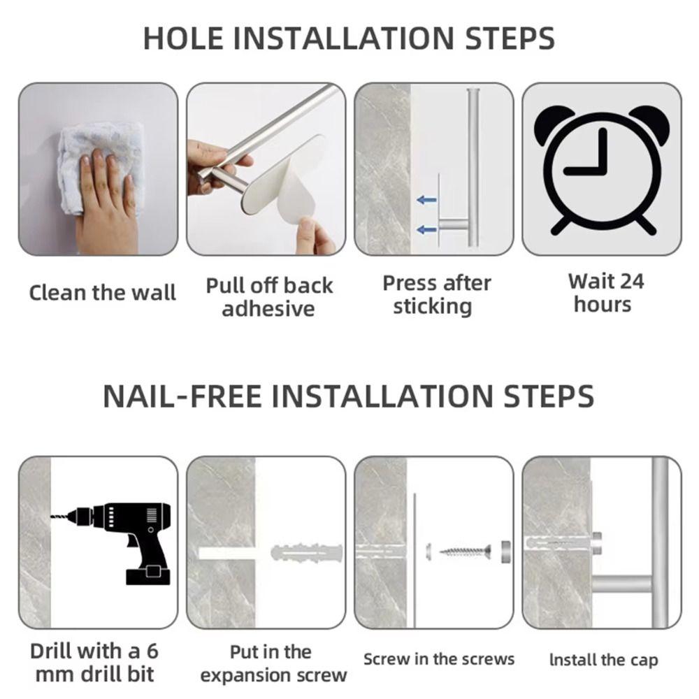 Stainless Steel Toilet Roll Holder Space Aluminum Tissue Paper Holder Under Cabinet