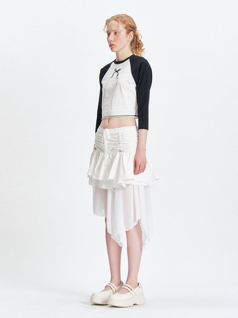 Tuomio Layered Chiffon Skirt [White]