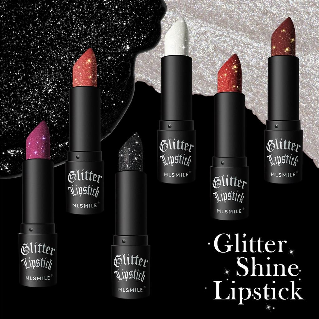 MLSMILE Non-Stick Matte Lipstick Sparkling Diamond Lipstick Lipstick Halloween Dark Vampire Makeup