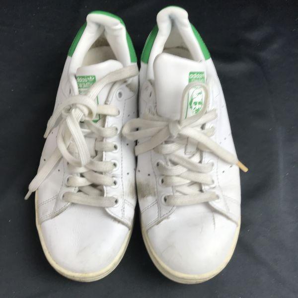 adidas Stan Smith Leather Low-cut Sneakers White × Green Men's US6 / 24.0(USED)