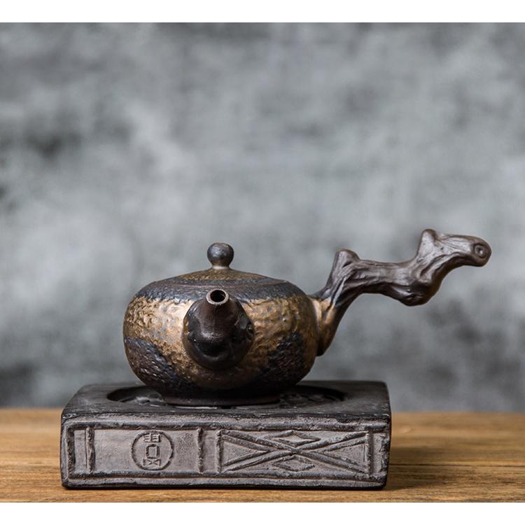 220ml Ceramic Tea Pot with Side Handle Japanese Style Coarse Pottery Kung Fu Tea Set