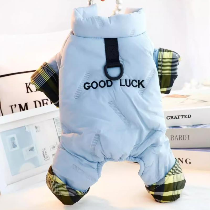Dog Waterproof Jacket Solid Winter Puppy Clothes Cotton Four Legs Pet Warm Coat Cat Clothing Chihuahua Bichon Dachshund Jumpsuit